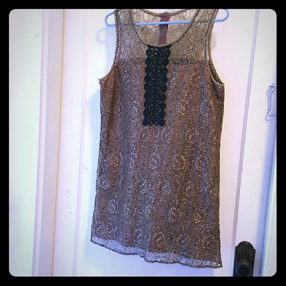 Modcloth gold lace A-line dress - Picture 1 of 3